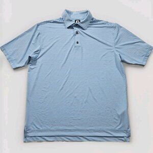 FJ FootJoy Polo Men XL Multi Striped Golf Button SS Athleisure Logo Sr Ryder Cup